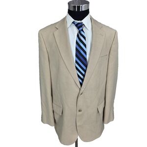 Alan Flusser Blazer Jacket Mens 46L Brown Sports Coat 2 Buttons Notch Lapel Vent